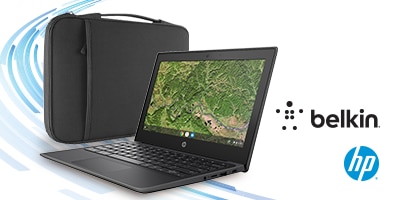 HP Chromebook with Belkin Accessories