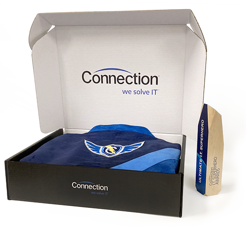 Connection - IT Superhero Award with cape box and award